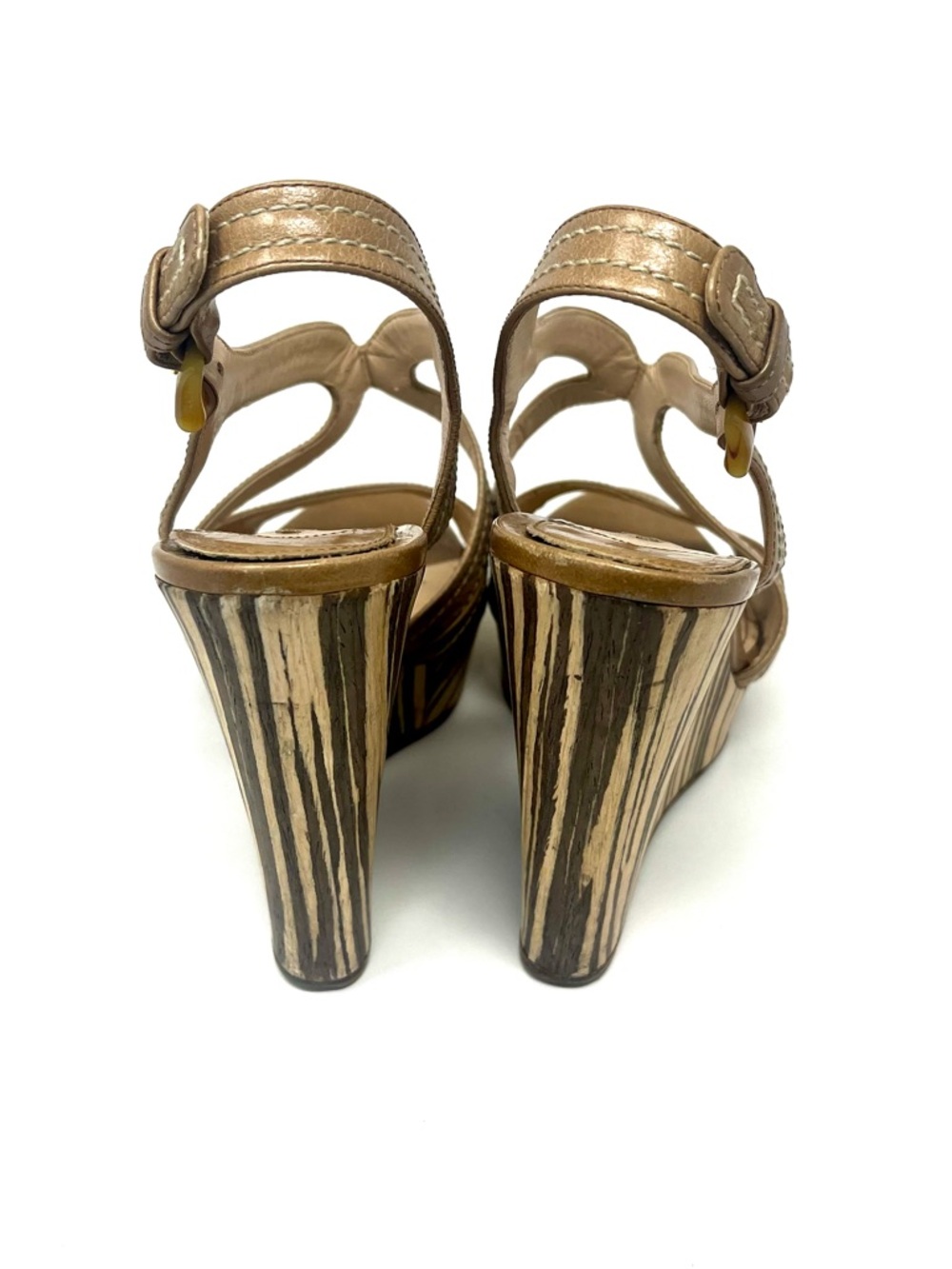 Prada SS2011 Beige Patent Wedge Sandals EU 35.5 US 5.5 Platform Slingback Heel - Picture 13 of 16
